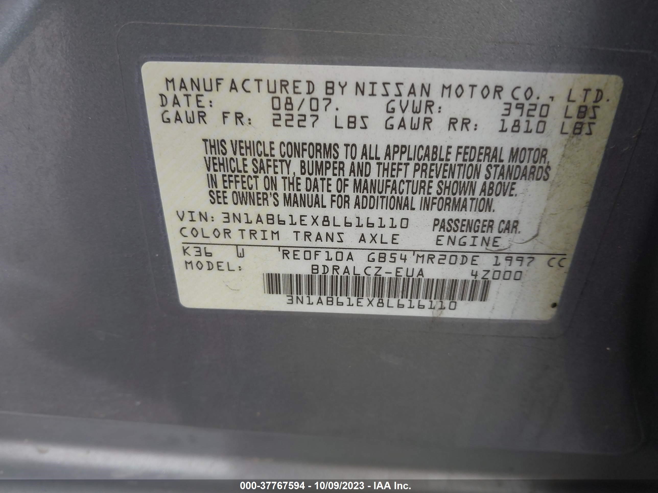 Photo 8 VIN: 3N1AB61EX8L616110 - NISSAN SENTRA 