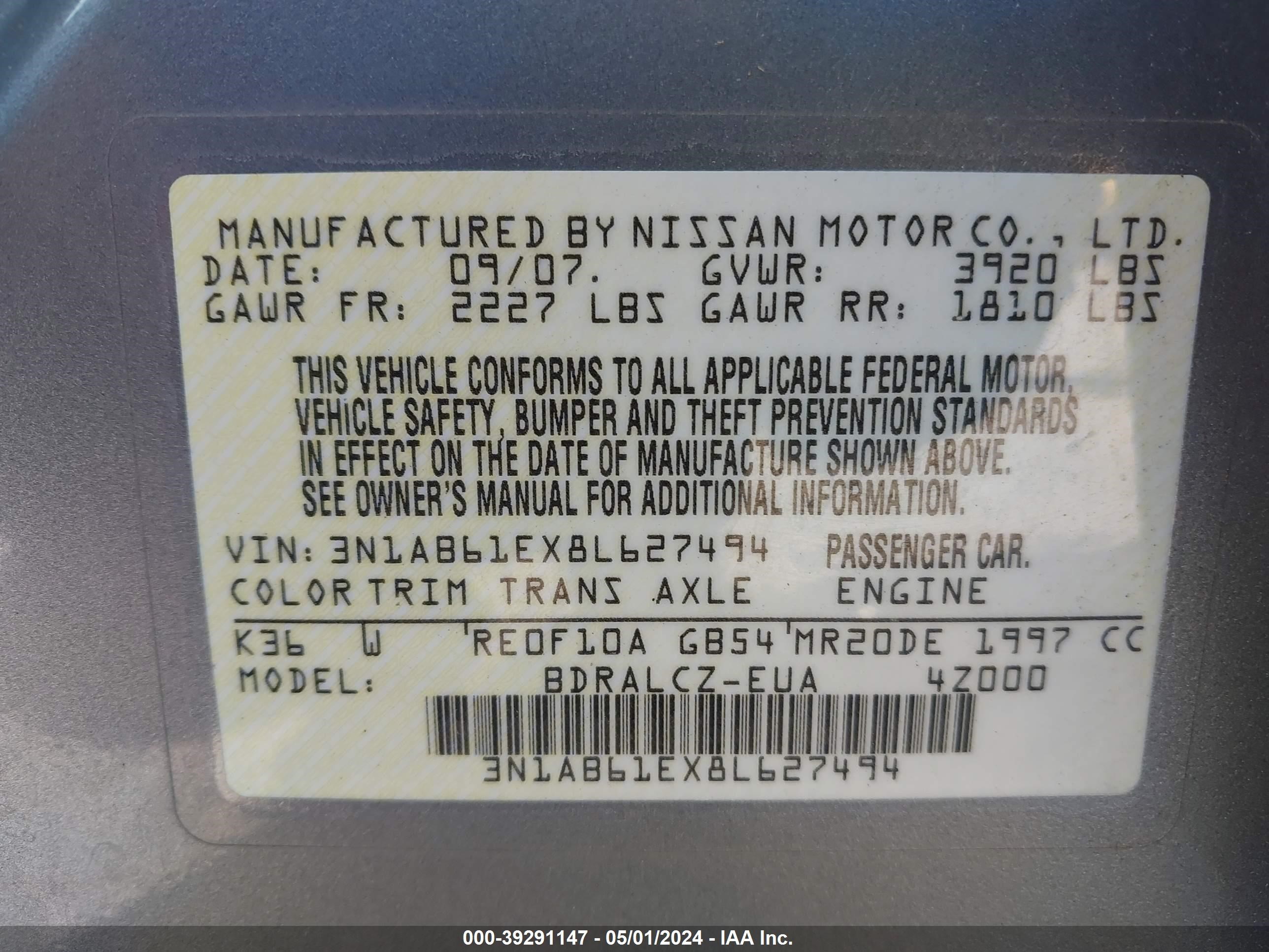 Photo 8 VIN: 3N1AB61EX8L627494 - NISSAN SENTRA 