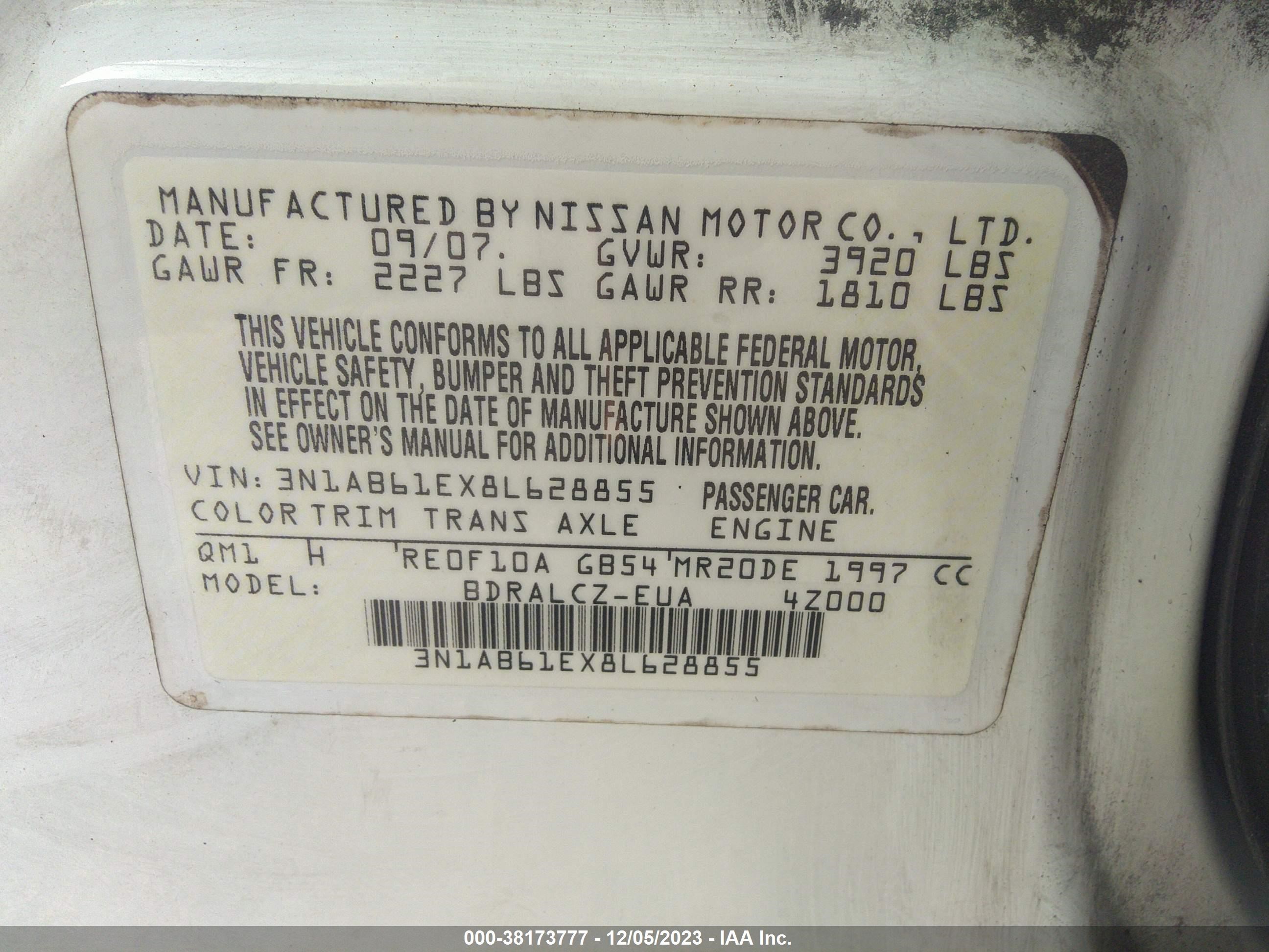 Photo 8 VIN: 3N1AB61EX8L628855 - NISSAN SENTRA 