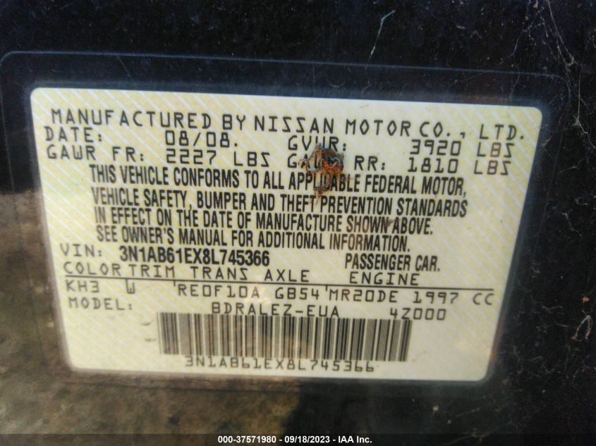 Photo 8 VIN: 3N1AB61EX8L745366 - NISSAN SENTRA 