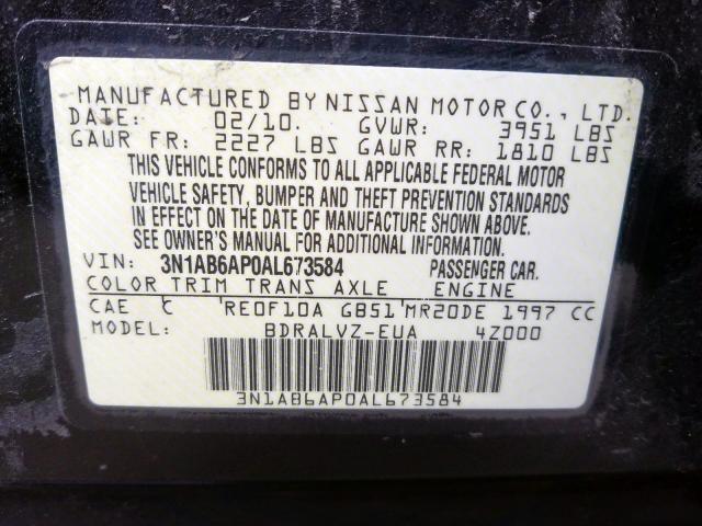 Photo 9 VIN: 3N1AB6AP0AL673584 - NISSAN SENTRA SE 