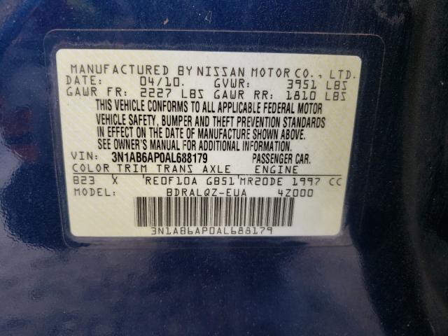 Photo 9 VIN: 3N1AB6AP0AL688179 - NISSAN SENTRA 