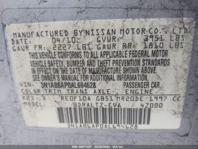 Photo 8 VIN: 3N1AB6AP0AL694628 - NISSAN SENTRA 