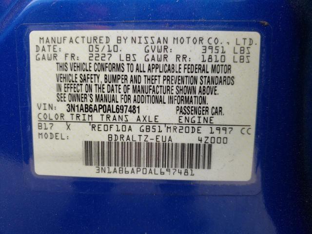 Photo 11 VIN: 3N1AB6AP0AL697481 - NISSAN SENTRA 