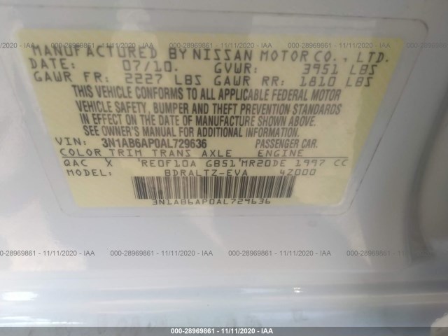 Photo 8 VIN: 3N1AB6AP0AL729636 - NISSAN SENTRA 