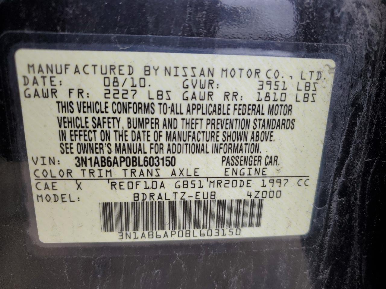 Photo 11 VIN: 3N1AB6AP0BL603150 - NISSAN SENTRA 