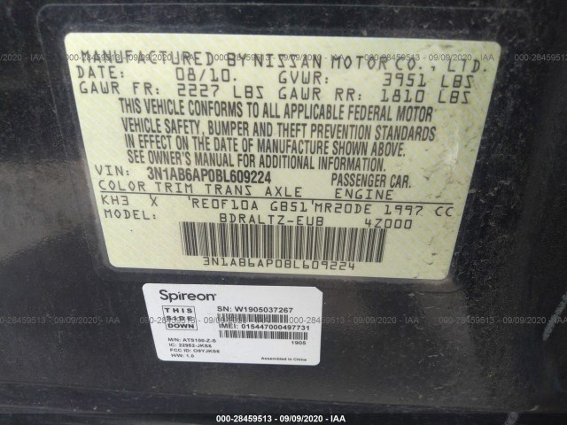 Photo 8 VIN: 3N1AB6AP0BL609224 - NISSAN SENTRA 