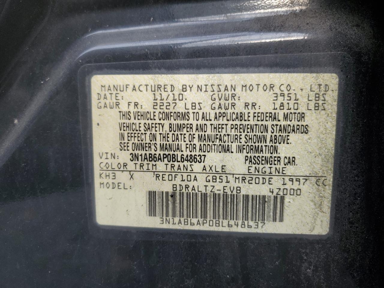 Photo 11 VIN: 3N1AB6AP0BL648637 - NISSAN SENTRA 