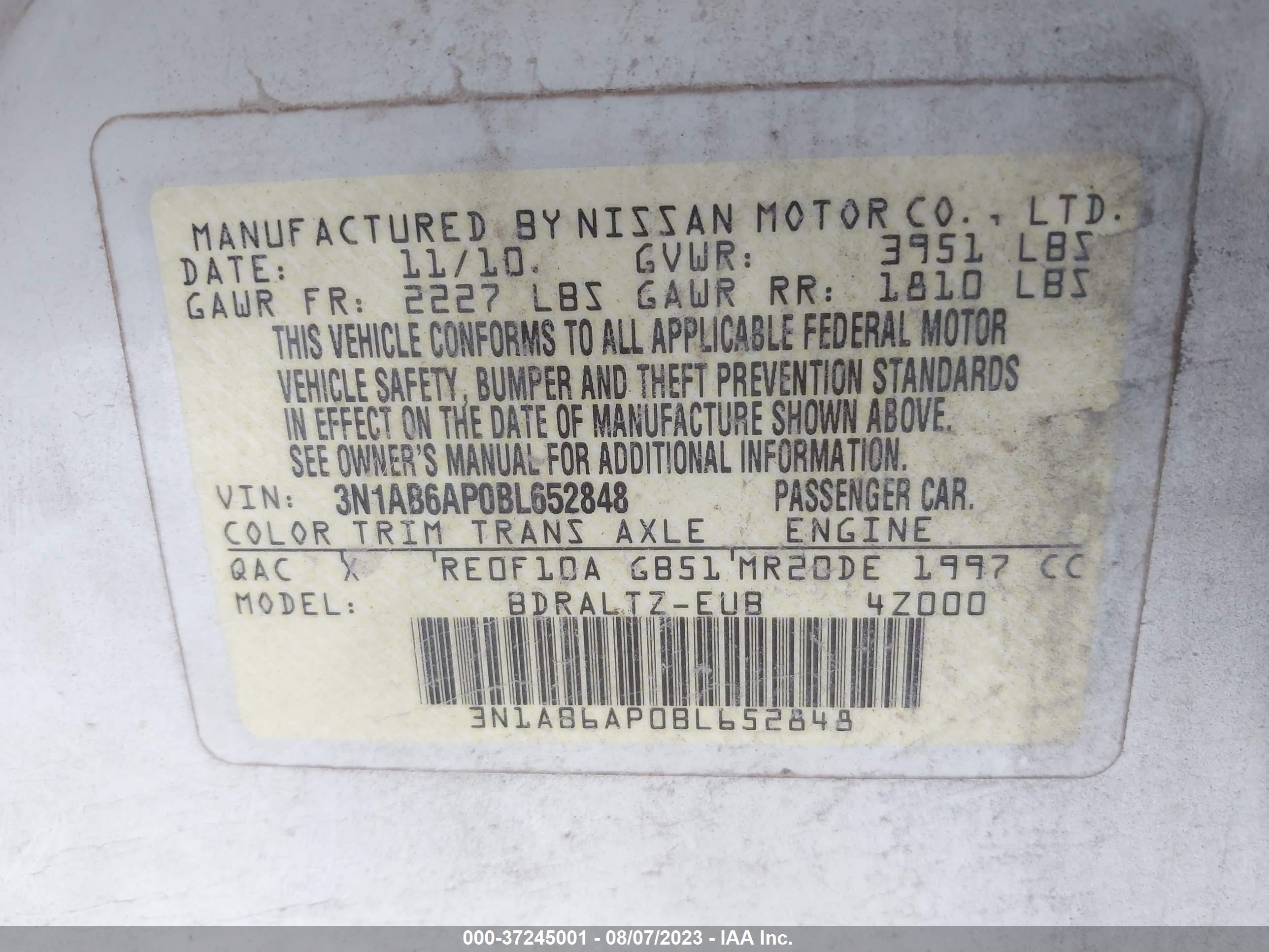 Photo 8 VIN: 3N1AB6AP0BL652848 - NISSAN SENTRA 