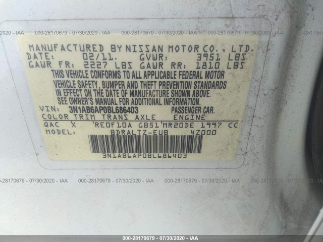 Photo 8 VIN: 3N1AB6AP0BL686403 - NISSAN SENTRA 