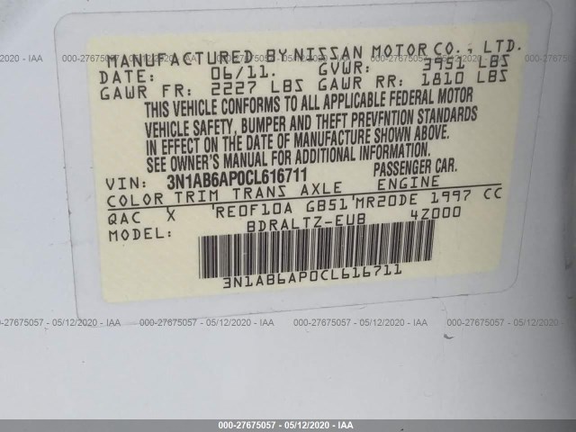 Photo 8 VIN: 3N1AB6AP0CL616711 - NISSAN SENTRA 