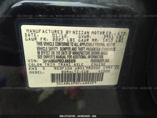 Photo 8 VIN: 3N1AB6AP0CL688329 - NISSAN SENTRA 