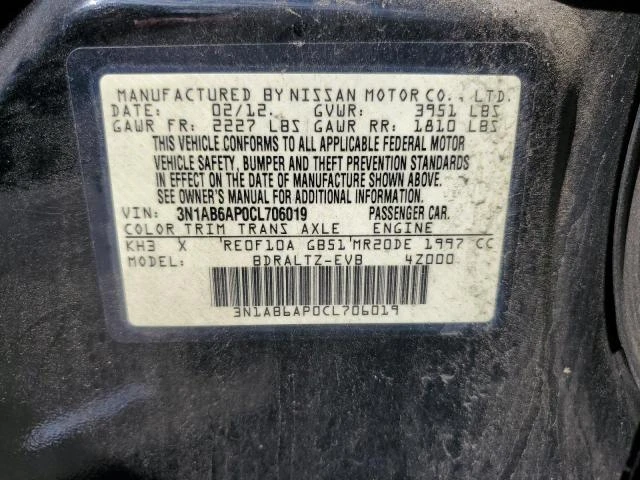 Photo 12 VIN: 3N1AB6AP0CL706019 - NISSAN SENTRA 2-0 