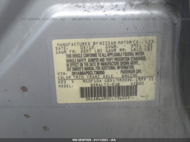 Photo 8 VIN: 3N1AB6AP0CL736055 - NISSAN SENTRA 