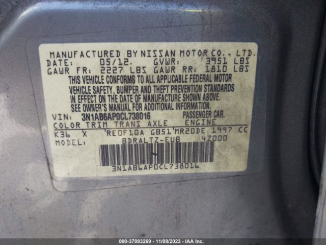 Photo 8 VIN: 3N1AB6AP0CL738016 - NISSAN SENTRA 