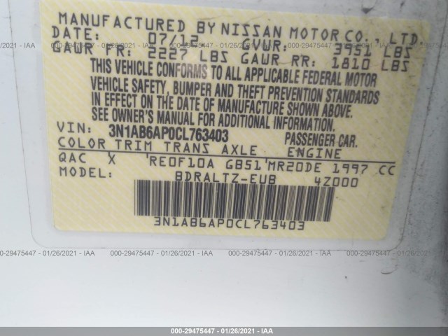 Photo 8 VIN: 3N1AB6AP0CL763403 - NISSAN SENTRA 