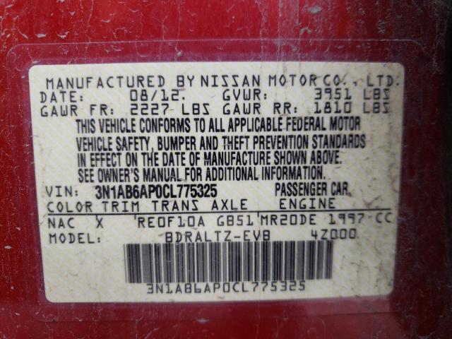 Photo 9 VIN: 3N1AB6AP0CL775325 - NISSAN SENTRA 2.0 