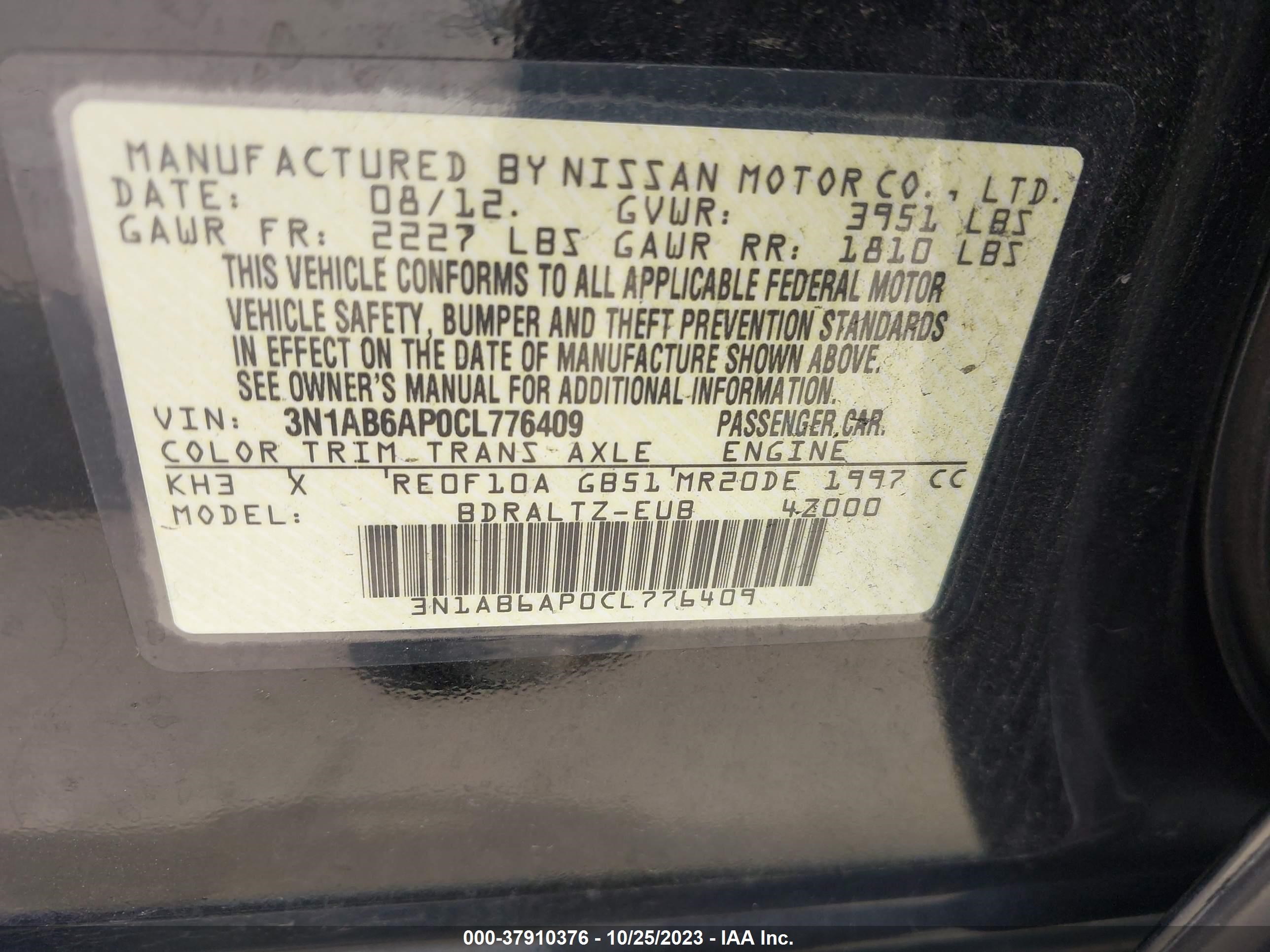 Photo 8 VIN: 3N1AB6AP0CL776409 - NISSAN SENTRA 