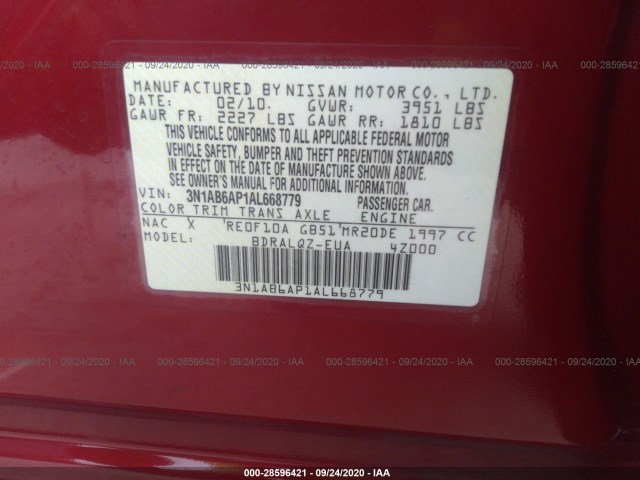 Photo 8 VIN: 3N1AB6AP1AL668779 - NISSAN SENTRA 