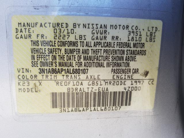 Photo 9 VIN: 3N1AB6AP1AL680107 - NISSAN SENTRA 2.0 