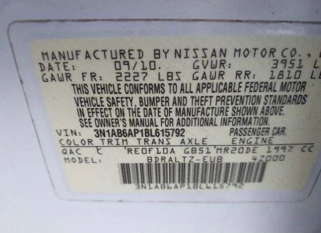 Photo 9 VIN: 3N1AB6AP1BL615792 - NISSAN SENTRA 