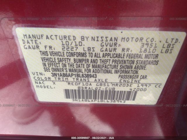 Photo 8 VIN: 3N1AB6AP1BL638943 - NISSAN SENTRA 