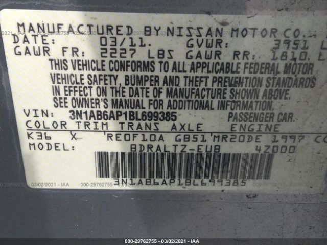 Photo 8 VIN: 3N1AB6AP1BL699385 - NISSAN SENTRA 