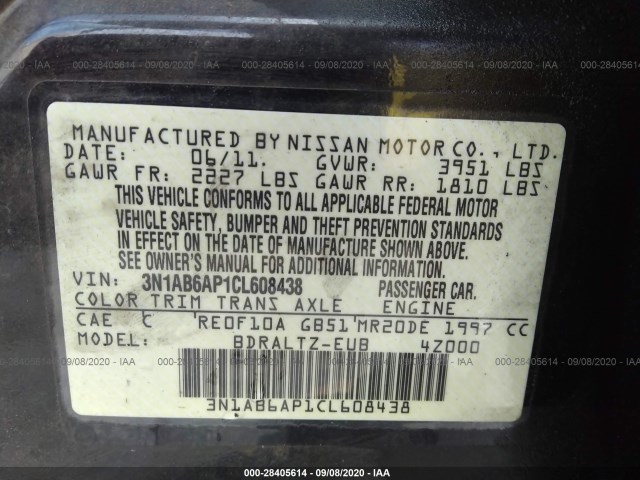 Photo 8 VIN: 3N1AB6AP1CL608438 - NISSAN SENTRA 