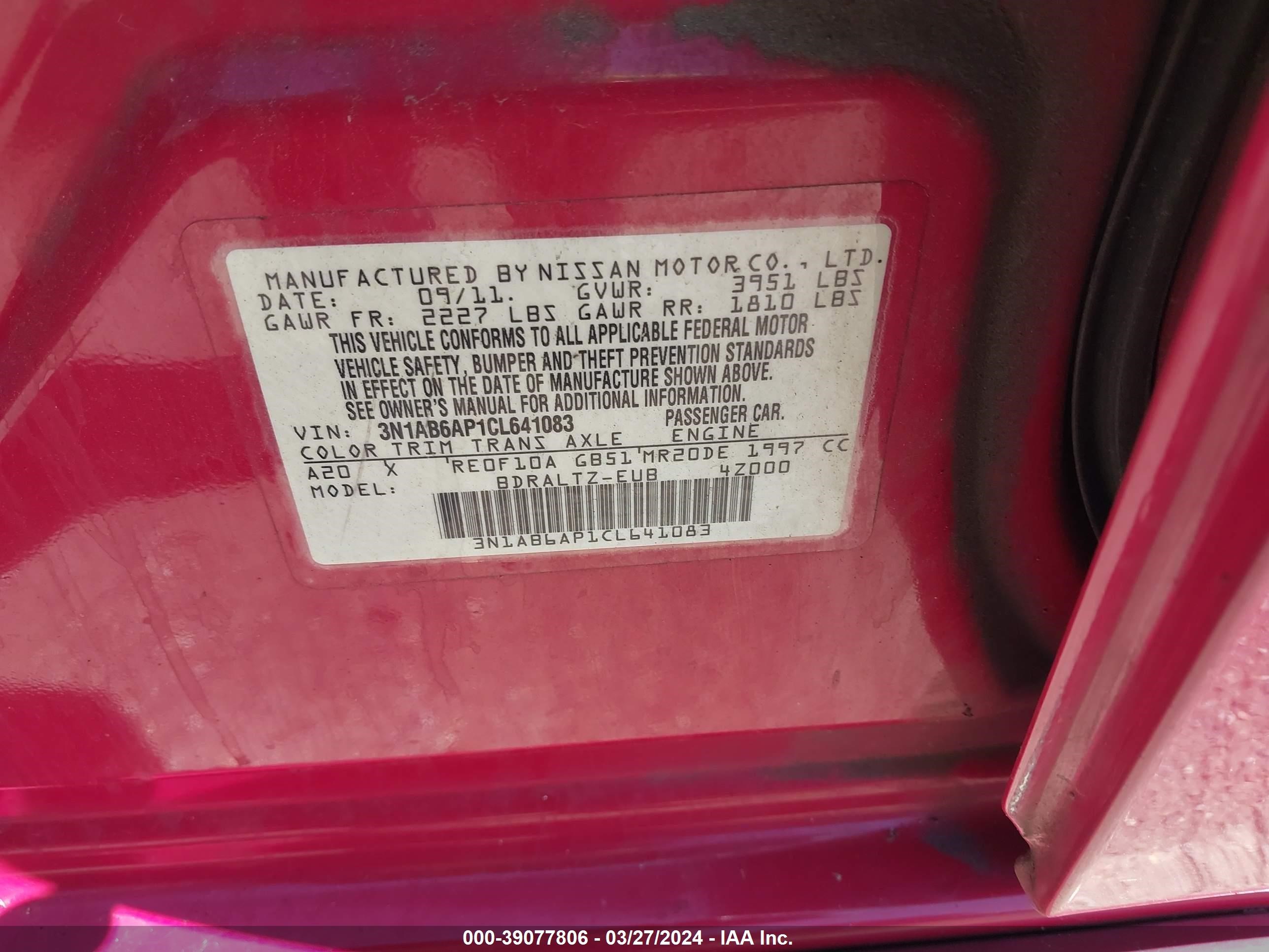 Photo 8 VIN: 3N1AB6AP1CL641083 - NISSAN SENTRA 