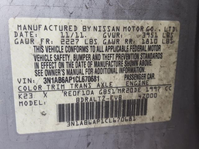 Photo 9 VIN: 3N1AB6AP1CL670681 - NISSAN SENTRA 2.0 