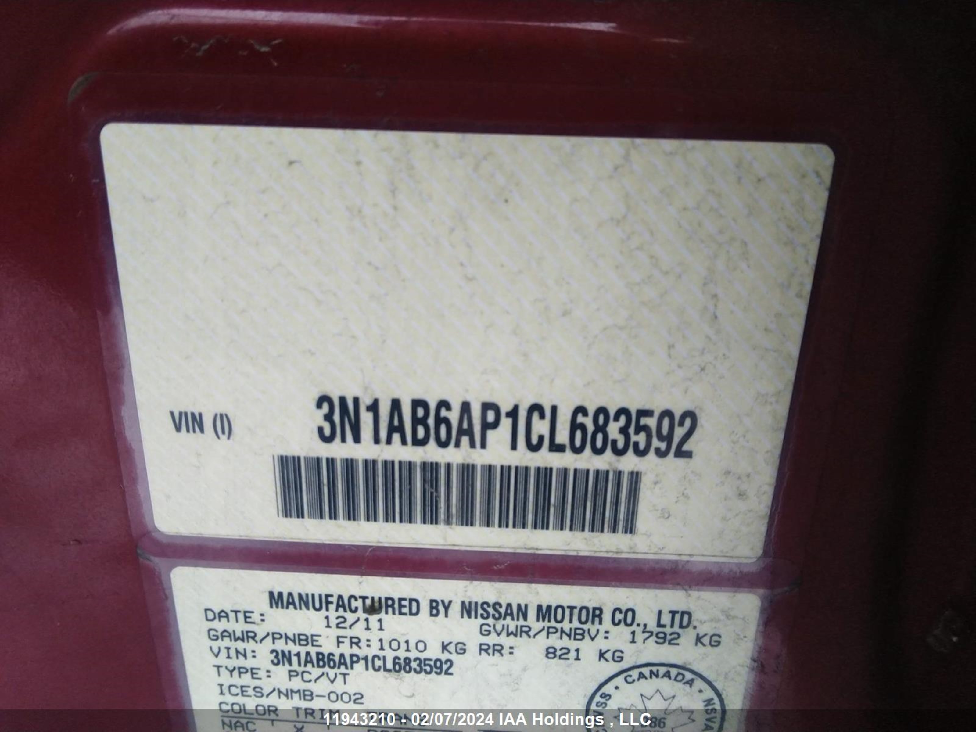 Photo 8 VIN: 3N1AB6AP1CL683592 - NISSAN SENTRA 