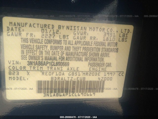 Photo 8 VIN: 3N1AB6AP1CL690669 - NISSAN SENTRA 