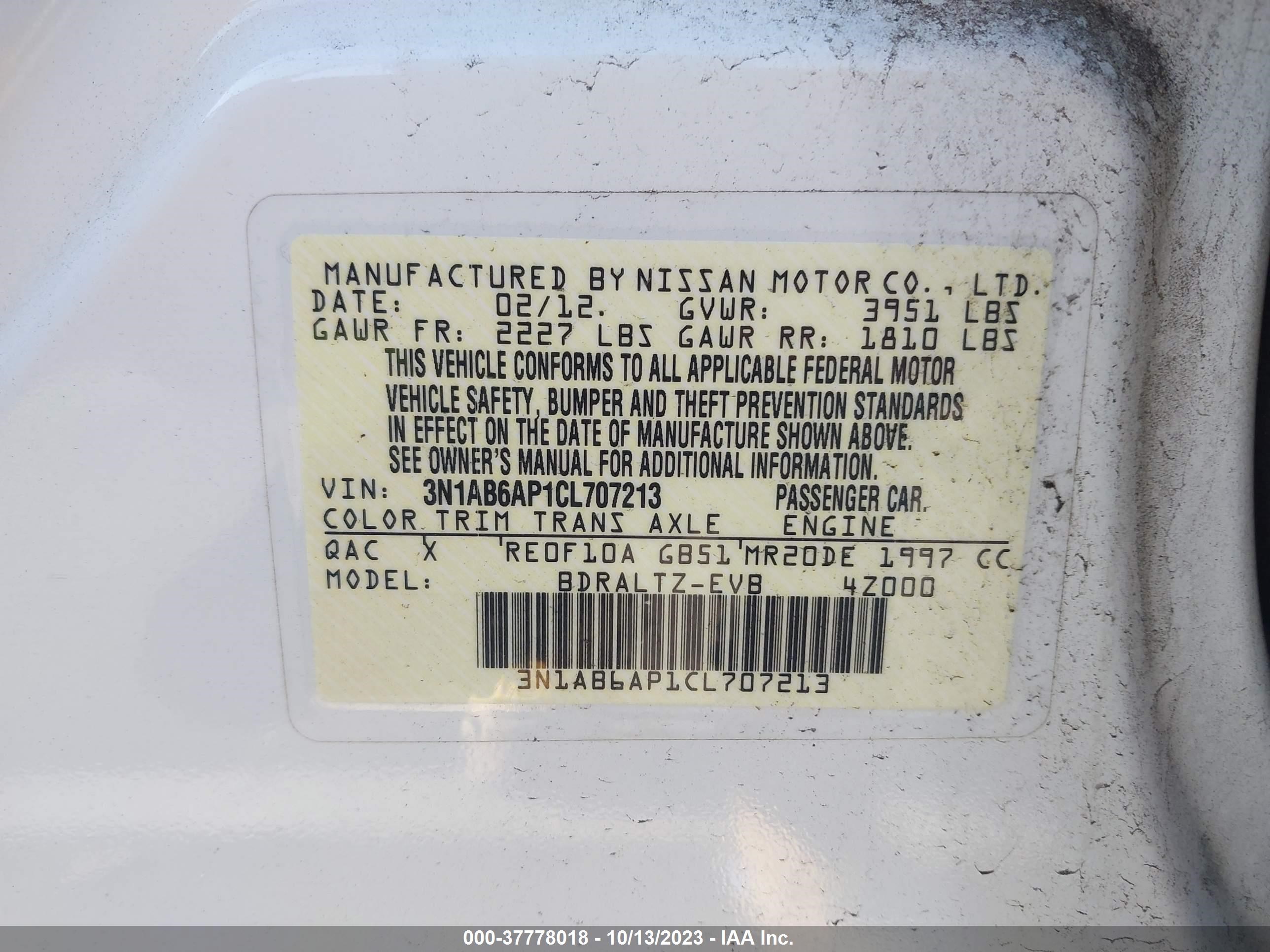 Photo 8 VIN: 3N1AB6AP1CL707213 - NISSAN SENTRA 