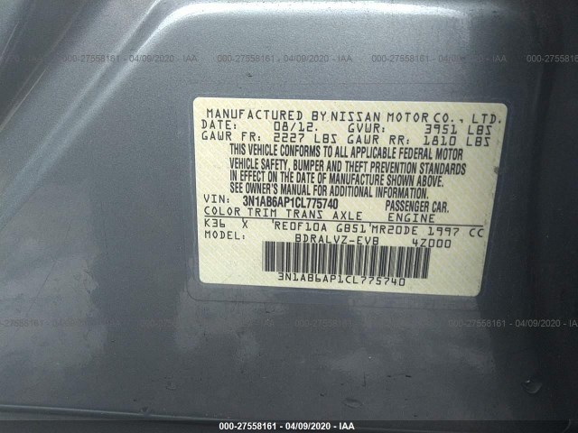 Photo 8 VIN: 3N1AB6AP1CL775740 - NISSAN SENTRA 