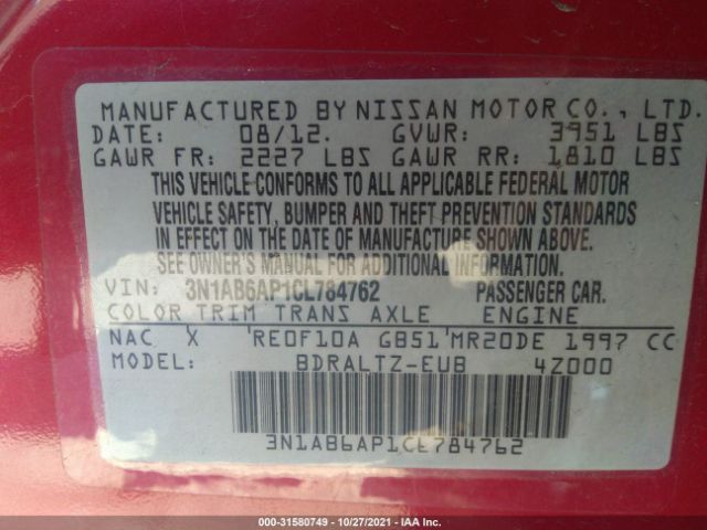 Photo 8 VIN: 3N1AB6AP1CL784762 - NISSAN SENTRA 