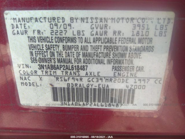 Photo 8 VIN: 3N1AB6AP2AL618487 - NISSAN SENTRA 