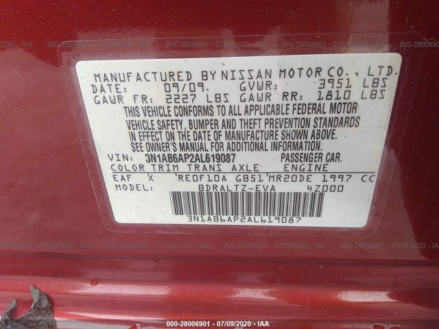 Photo 8 VIN: 3N1AB6AP2AL619087 - NISSAN SENTRA 