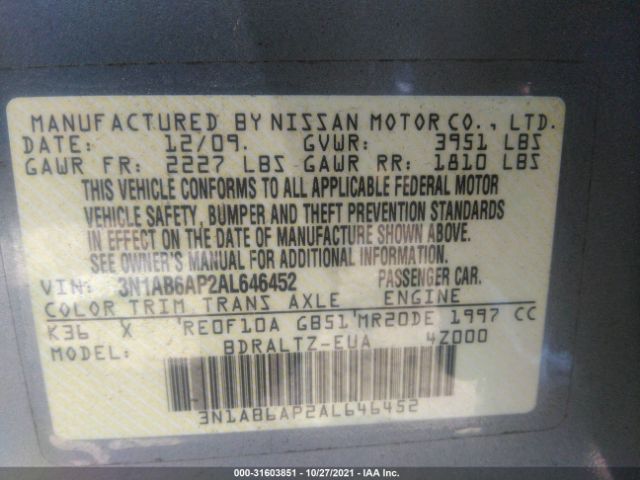 Photo 8 VIN: 3N1AB6AP2AL646452 - NISSAN SENTRA 