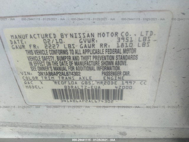 Photo 8 VIN: 3N1AB6AP2AL674302 - NISSAN SENTRA 