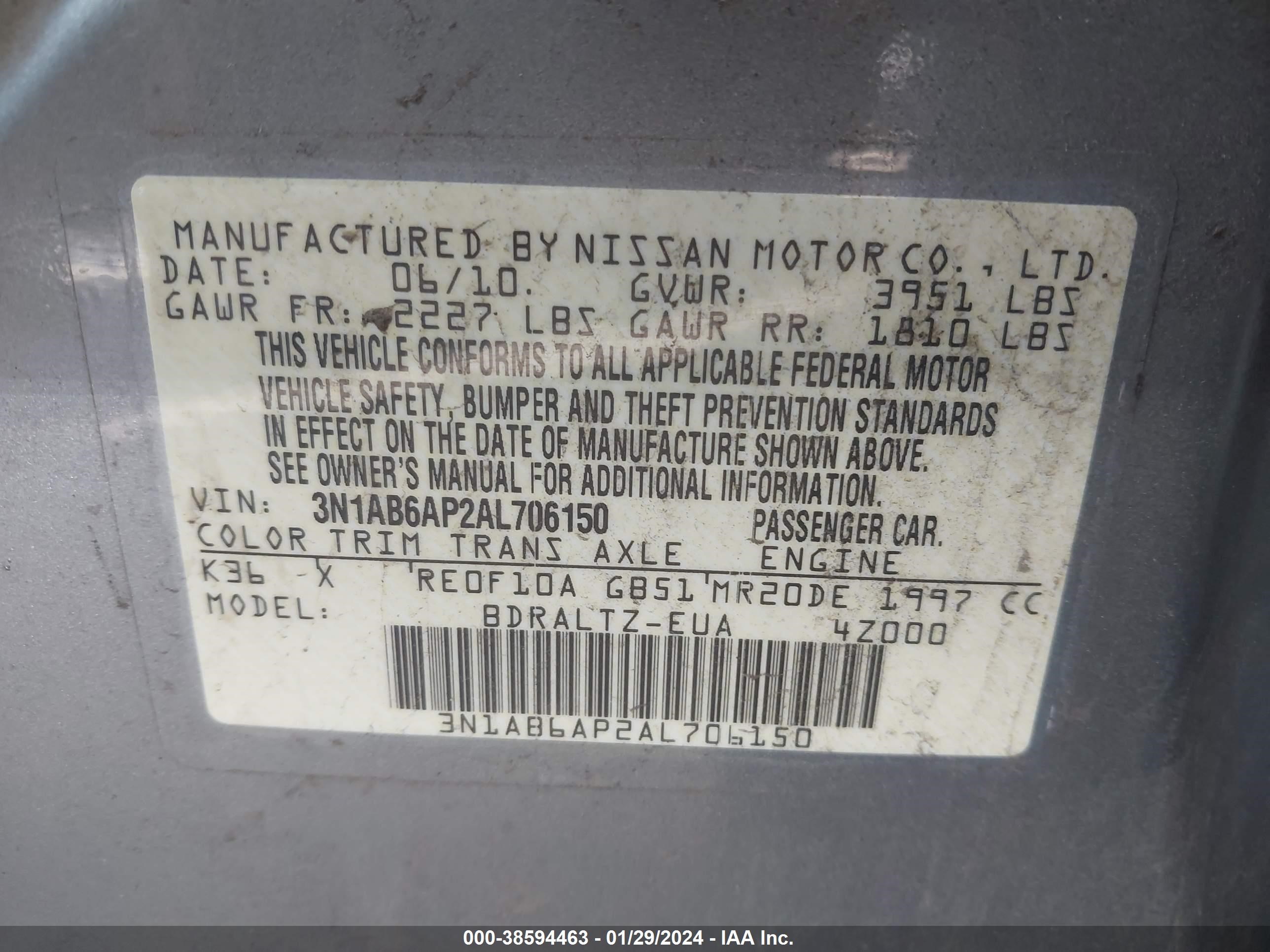 Photo 8 VIN: 3N1AB6AP2AL706150 - NISSAN SENTRA 