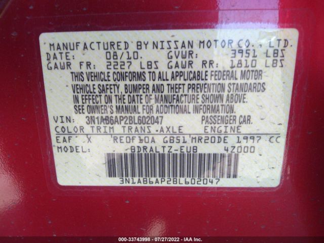 Photo 8 VIN: 3N1AB6AP2BL602047 - NISSAN SENTRA 