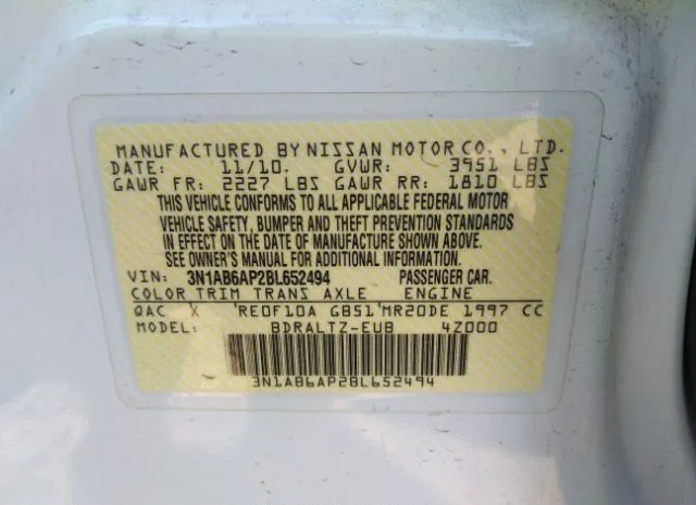 Photo 8 VIN: 3N1AB6AP2BL652494 - NISSAN SENTRA 