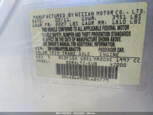 Photo 8 VIN: 3N1AB6AP2BL684779 - NISSAN SENTRA 