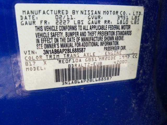 Photo 9 VIN: 3N1AB6AP2BL688587 - NISSAN SENTRA 2.0 