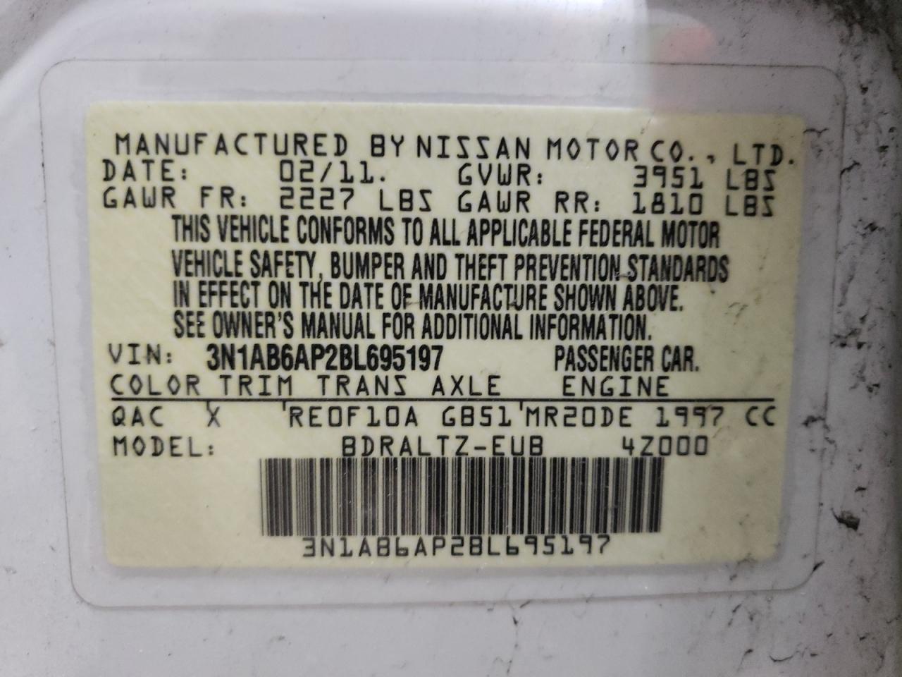 Photo 11 VIN: 3N1AB6AP2BL695197 - NISSAN SENTRA 