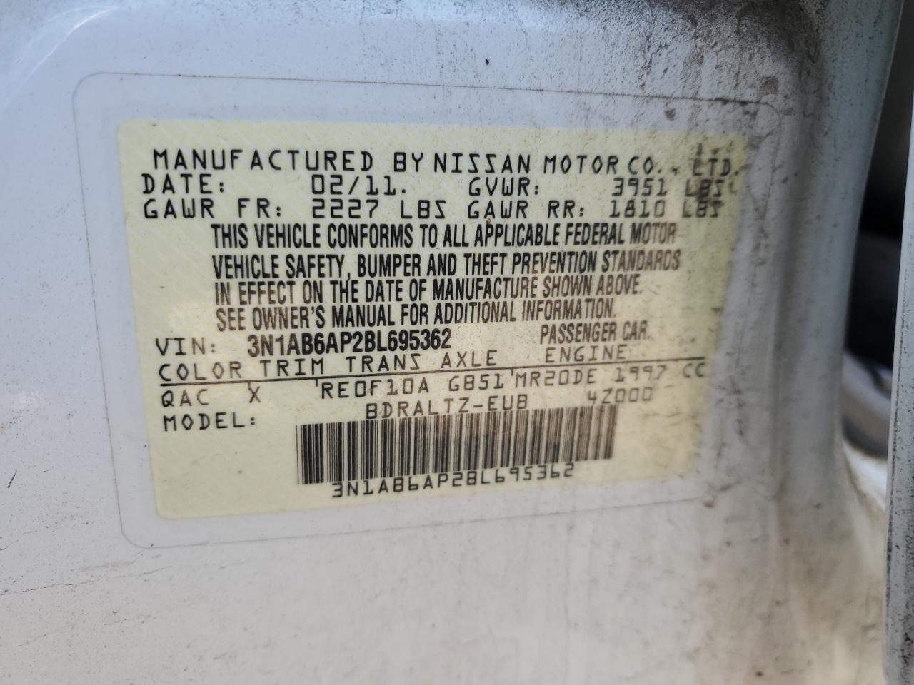 Photo 11 VIN: 3N1AB6AP2BL695362 - NISSAN SENTRA 