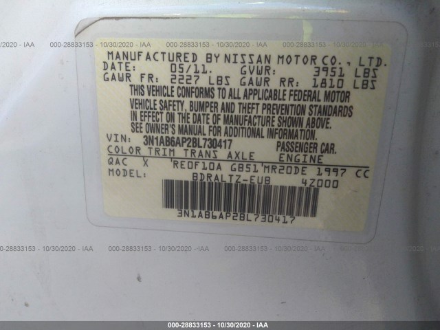 Photo 8 VIN: 3N1AB6AP2BL730417 - NISSAN SENTRA 