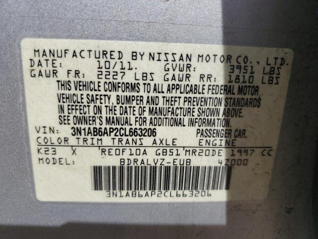 Photo 12 VIN: 3N1AB6AP2CL663206 - NISSAN SENTRA 