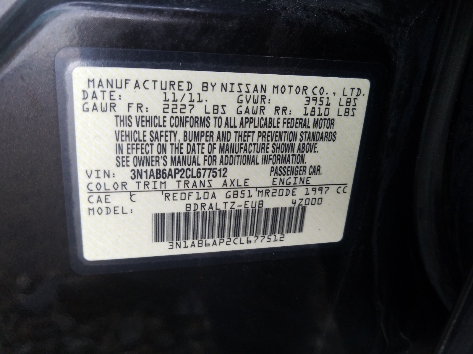 Photo 9 VIN: 3N1AB6AP2CL677512 - NISSAN SENTRA 2.0 