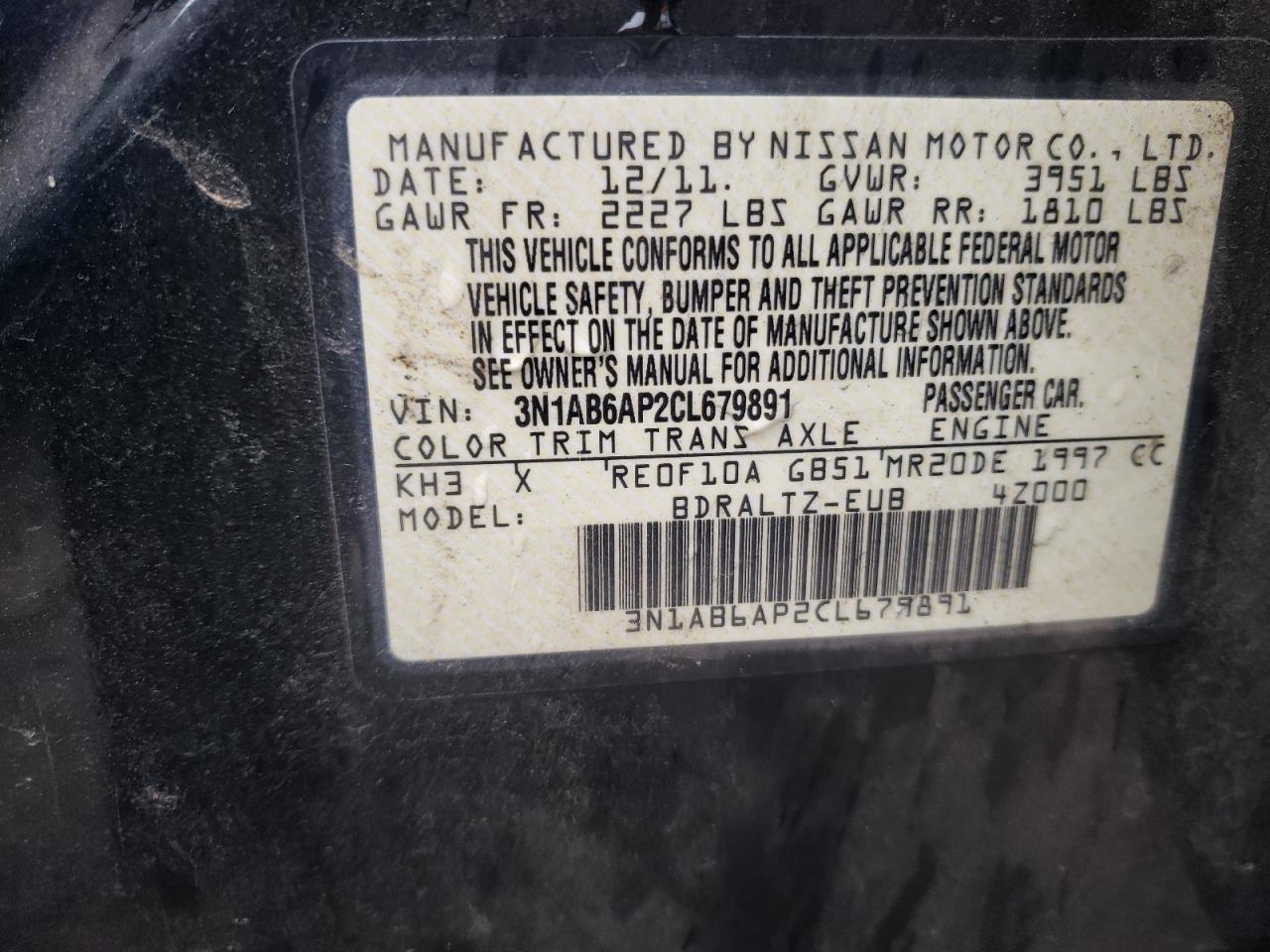 Photo 12 VIN: 3N1AB6AP2CL679891 - NISSAN SENTRA 